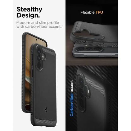 Spigen Rugged Armor – dėklas Samsung Galaxy A57 5G (matinė juoda)
