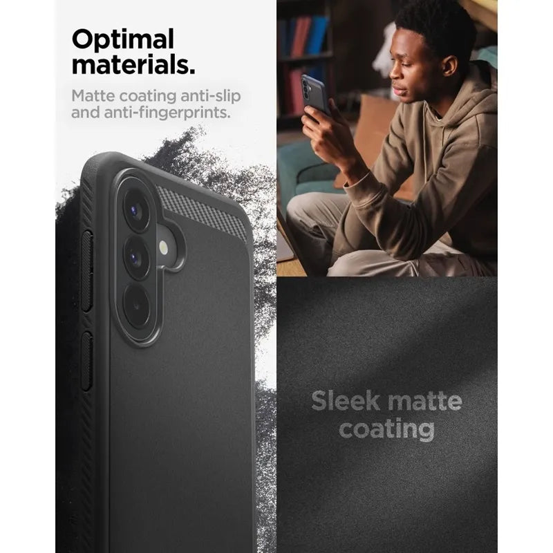 Spigen Rugged Armor – dėklas Samsung Galaxy A57 5G (matinė juoda)