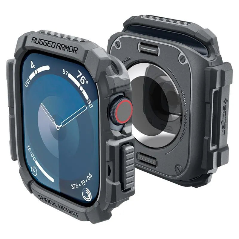 Spigen Rugged Armor - dėklas, skirtas Apple Watch 10 46 mm (tamsiai pilka)