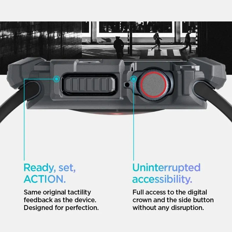 Spigen Rugged Armor - dėklas, skirtas Apple Watch 10 46 mm (tamsiai pilka)