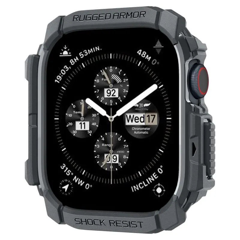 Spigen Rugged Armor - dėklas, skirtas Apple Watch 10 46 mm (tamsiai pilka)