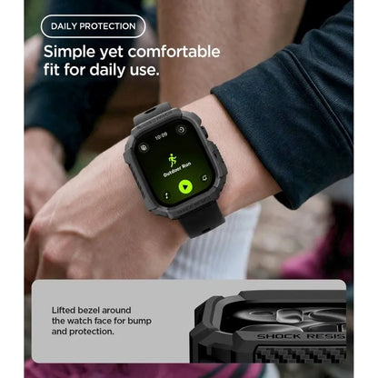 Spigen Rugged Armor – dėklas, skirtas Apple Watch 12 42 mm (matinė juoda)