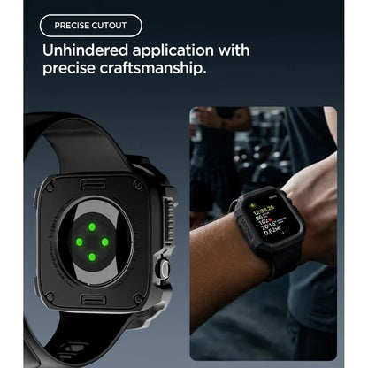 Spigen Rugged Armor – dėklas, skirtas Apple Watch 12 42 mm (matinė juoda)