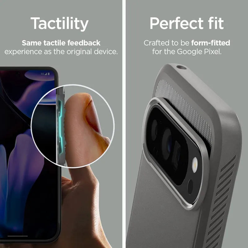 Spigen Rugged Armor – dėklas, skirtas Google Pixel 9 Pro XL (marmuro pilka)