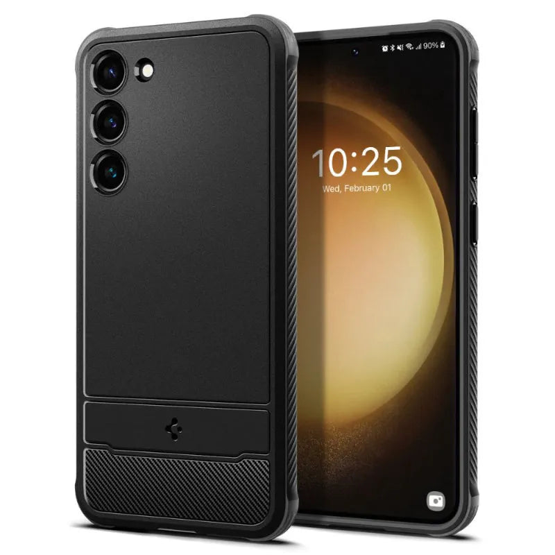 Spigen Rugged Armor – dėklas, skirtas Samsung Galaxy S23 (matinė juoda)