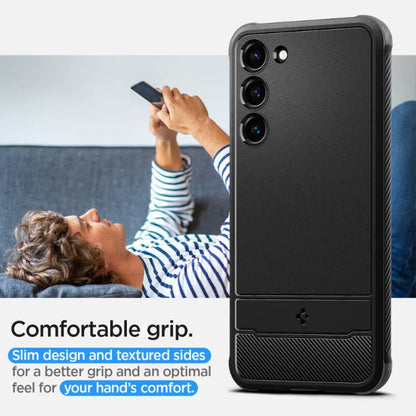 Spigen Rugged Armor – dėklas, skirtas Samsung Galaxy S23 (matinė juoda)