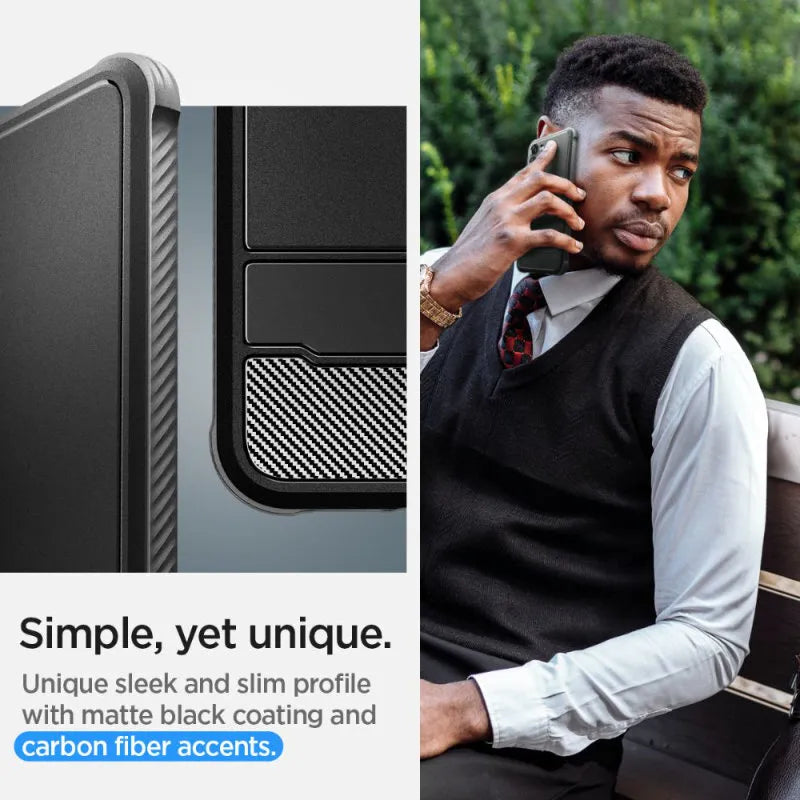 Spigen Rugged Armor – dėklas, skirtas Samsung Galaxy S23 (matinė juoda)