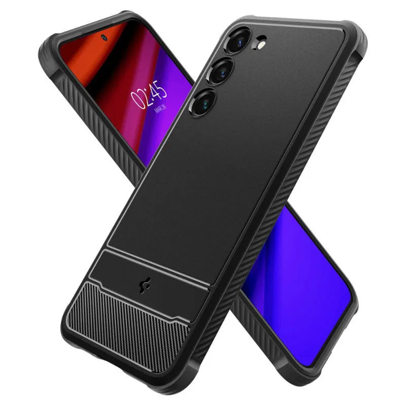Spigen Rugged Armor – dėklas, skirtas Samsung Galaxy S23 (matinė juoda)