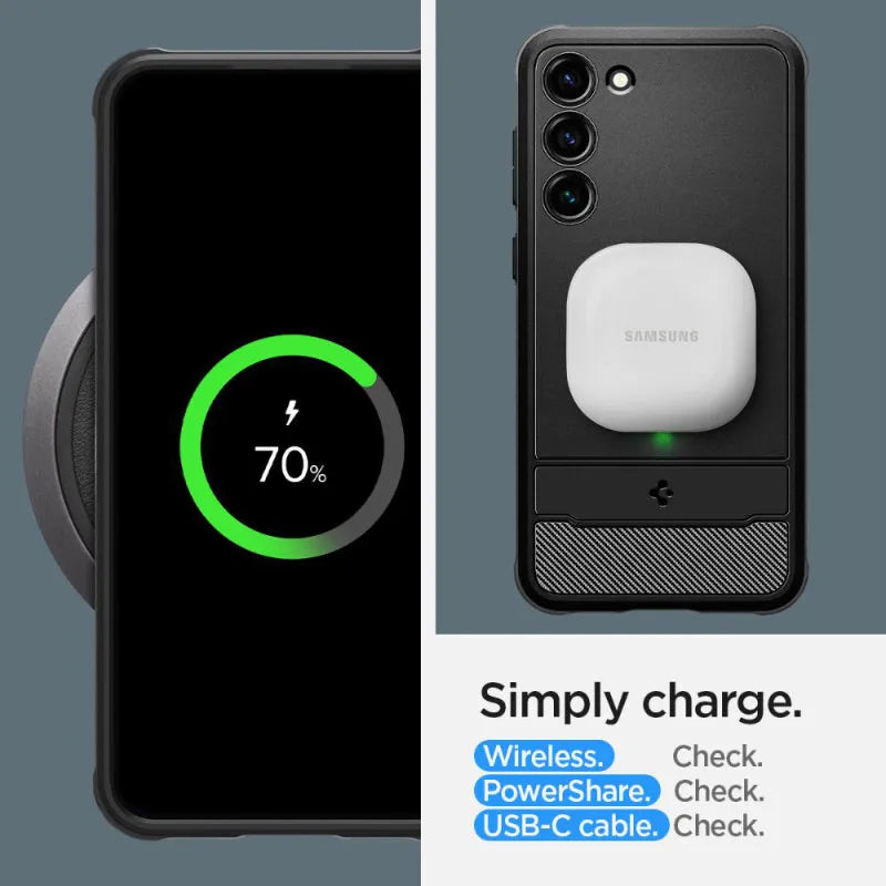 Spigen Rugged Armor – dėklas, skirtas Samsung Galaxy S23 (matinė juoda)