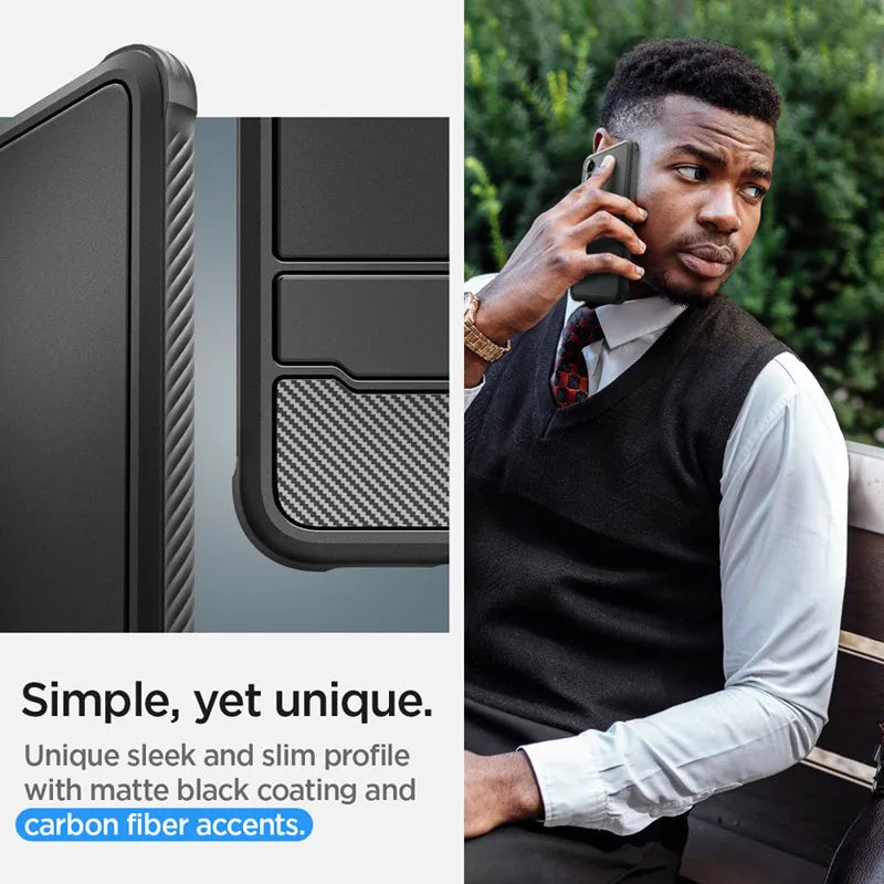 Spigen Rugged Armor – dėklas, skirtas „Samsung Galaxy S24“ (matinė juoda)
