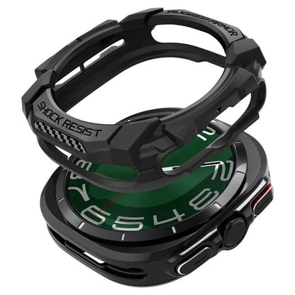 Spigen Rugged Armor – Dėklas, skirtas Samsung Galaxy Watch Ultra 47 mm (2025/2024) (Matinė juoda)