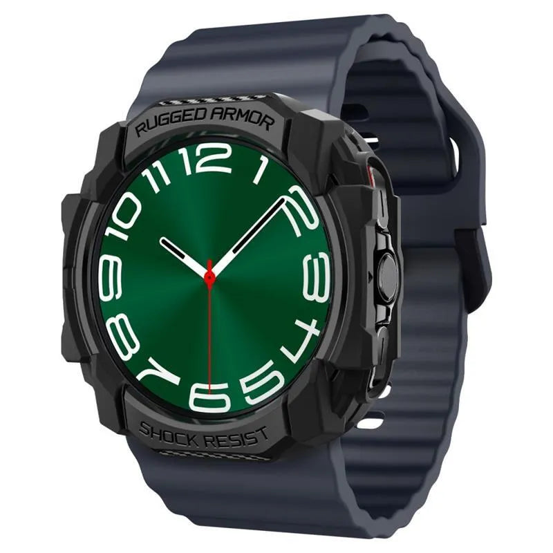 Spigen Rugged Armor – Dėklas, skirtas Samsung Galaxy Watch Ultra 47 mm (2025/2024) (Matinė juoda)