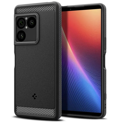 Spigen Rugged Armor – dėklas Sony Xperia 1 VIII (matinis juodas)