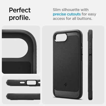 Spigen Rugged Armor Mag MagSafe – dėklas iPhone 17e / 16e (Matinis juodas)