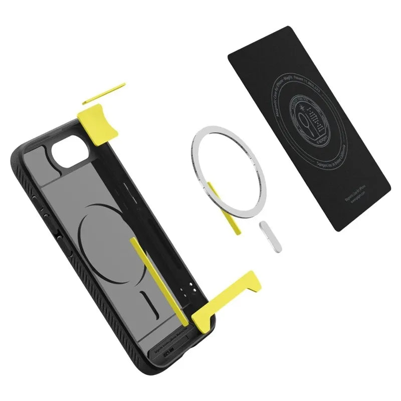 Spigen Rugged Armor Mag MagSafe – dėklas iPhone 17e / 16e (Matinis juodas)