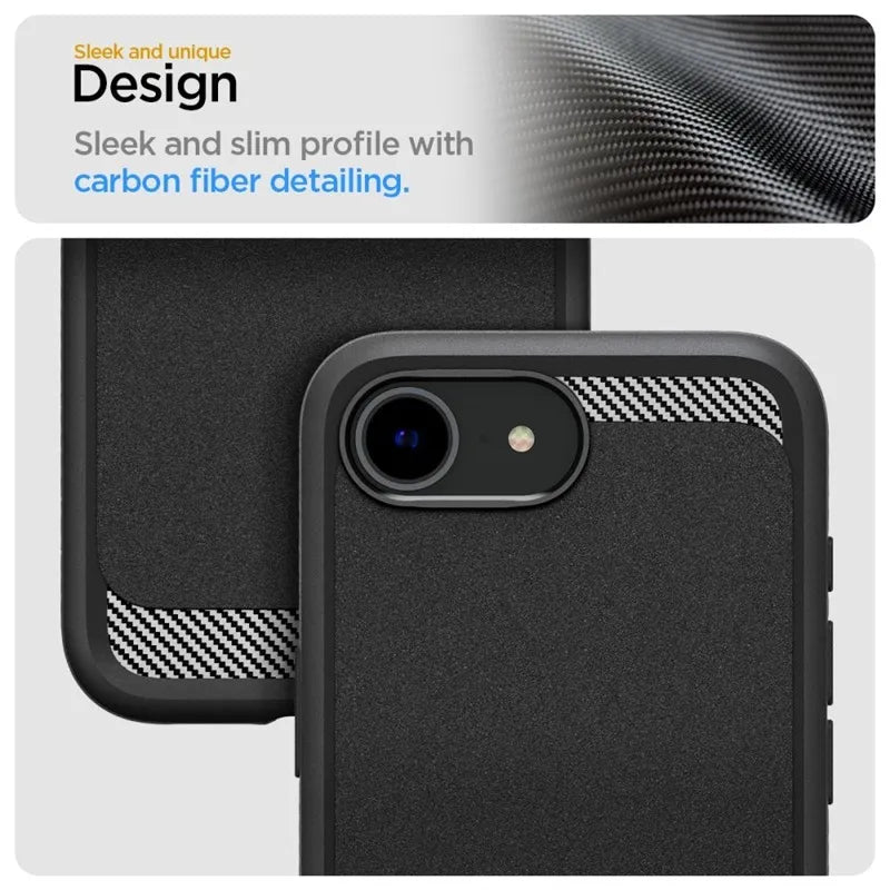Spigen Rugged Armor Mag MagSafe – dėklas iPhone 17e / 16e (Matinis juodas)