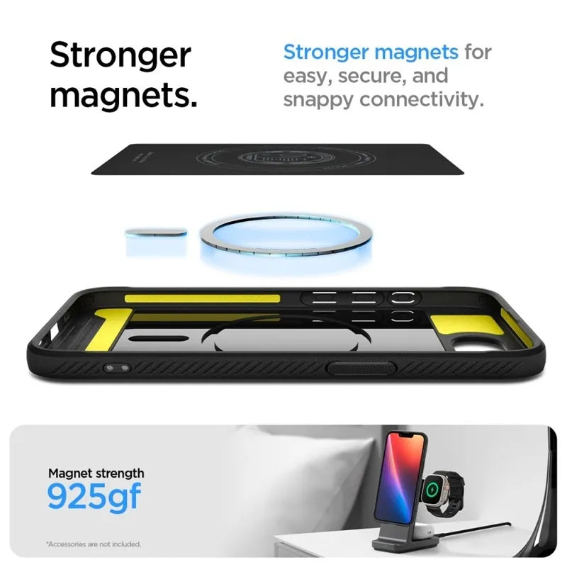 Spigen Rugged Armor Mag MagSafe – dėklas iPhone 17e / 16e (Matinis juodas)