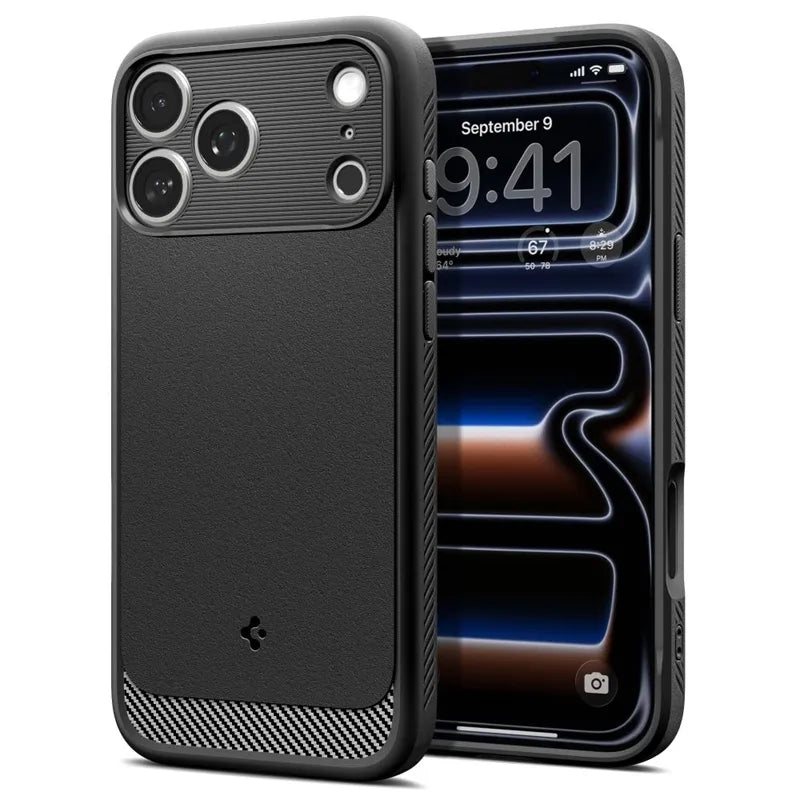 Spigen Rugged Armor Mag MagSafe – dėklas, skirtas iPhone 18 Pro Max / 17 Pro Max (matinė juoda)