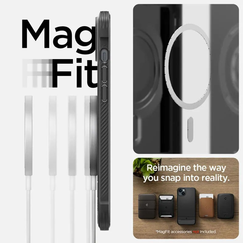 Spigen Rugged Armor Mag MagSafe - iPhone 14 dėklas (juodas)