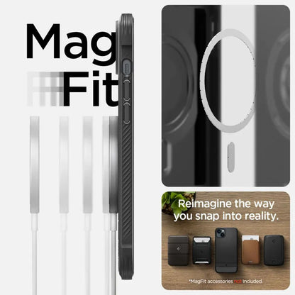 Spigen Rugged Armor Mag MagSafe - iPhone 14 dėklas (juodas)