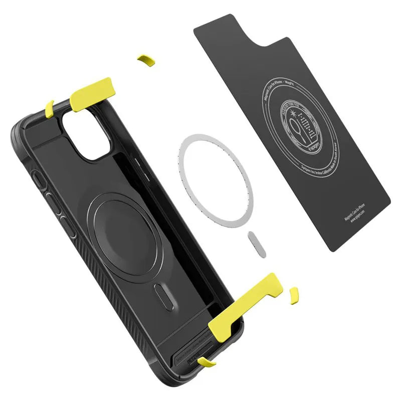 Spigen Rugged Armor Mag MagSafe - iPhone 14 dėklas (juodas)