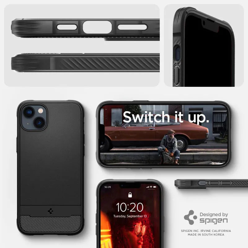 Spigen Rugged Armor Mag MagSafe - iPhone 14 dėklas (juodas)