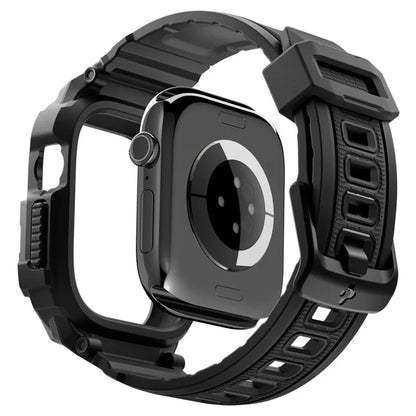 Spigen Rugged Armor Pro – „Apple Watch 12“ 42 mm dirželis su dėklu (matinė juoda)