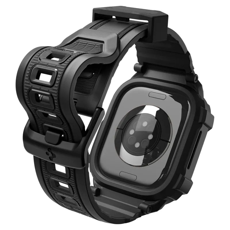 Spigen Rugged Armor Pro – „Apple Watch 12“ 42 mm dirželis su dėklu (matinė juoda)