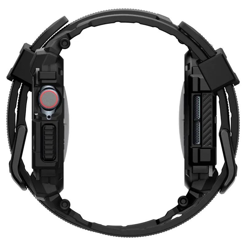 Spigen Rugged Armor Pro – apyrankė su dėklu, skirta Apple Watch 10 42 mm (matinė juoda)
