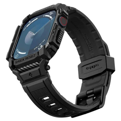 Spigen Rugged Armor Pro – apyrankė su dėklu, skirta Apple Watch 10 42 mm (matinė juoda)