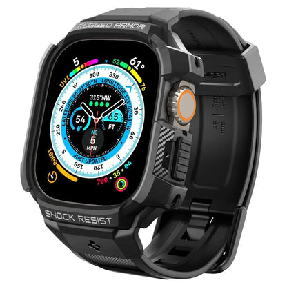 Spigen Rugged Armor Pro dėklas – apyrankė su dėklu, skirta Apple Watch Ultra 49 mm (juoda)