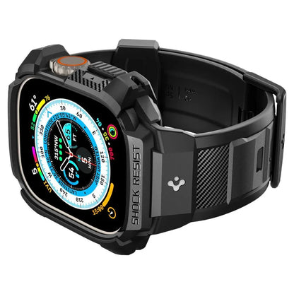 Spigen Rugged Armor Pro dėklas – apyrankė su dėklu, skirta Apple Watch Ultra 49 mm (juoda)