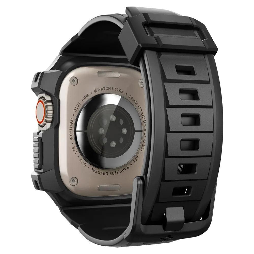 Spigen Rugged Armor Pro dėklas – apyrankė su dėklu, skirta Apple Watch Ultra 49 mm (juoda)