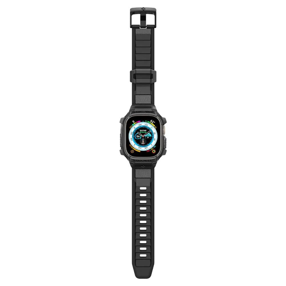 Spigen Rugged Armor Pro dėklas – apyrankė su dėklu, skirta Apple Watch Ultra 49 mm (juoda)