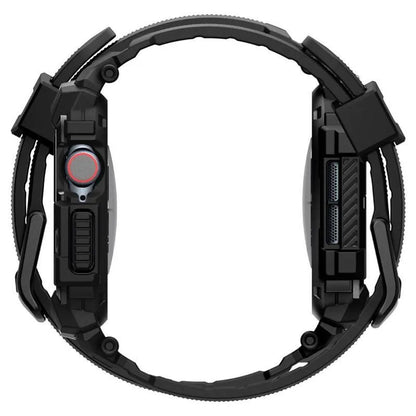 Spigen Rugged Armor Pro - dirželis su dėklu, skirtas „Apple Watch 10“ 46 mm (matinė juoda)