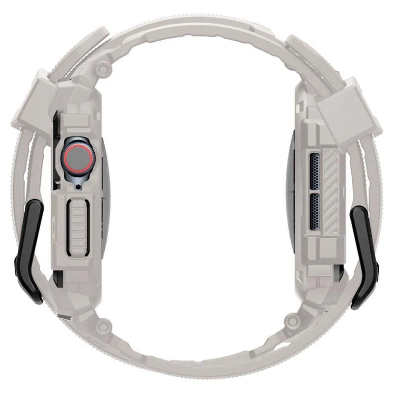 Spigen Rugged Armor Pro - dirželis su dėklu, skirtas Apple Watch 10 46 mm (smėlio spalvos)