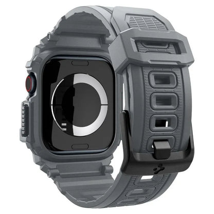 Spigen Rugged Armor Pro – dirželis su dėklu, skirtas „Apple Watch 10“ 46 mm (tamsiai pilka)