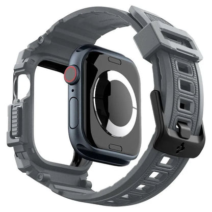 Spigen Rugged Armor Pro – dirželis su dėklu, skirtas „Apple Watch 10“ 46 mm (tamsiai pilka)