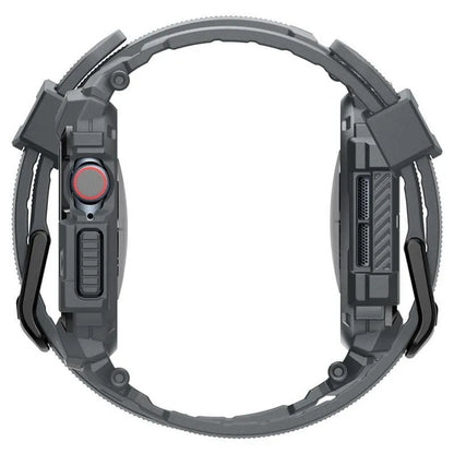 Spigen Rugged Armor Pro – dirželis su dėklu, skirtas „Apple Watch 10“ 46 mm (tamsiai pilka)