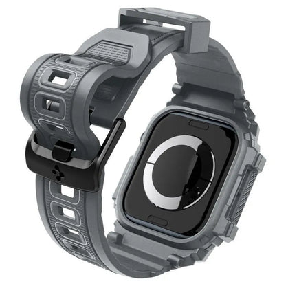 Spigen Rugged Armor Pro – dirželis su dėklu, skirtas „Apple Watch 10“ 46 mm (tamsiai pilka)