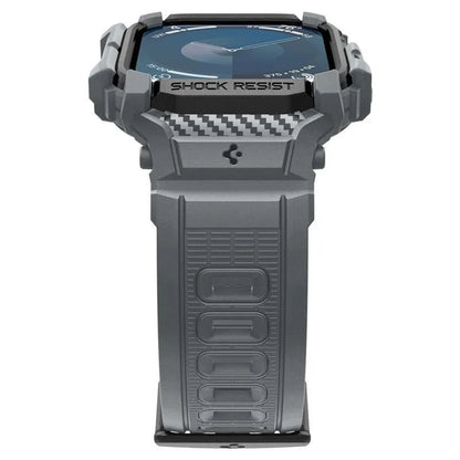 Spigen Rugged Armor Pro – dirželis su dėklu, skirtas „Apple Watch 10“ 46 mm (tamsiai pilka)