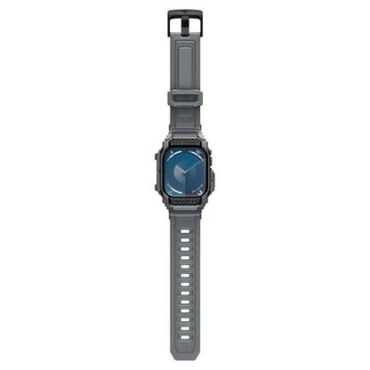 Spigen Rugged Armor Pro – dirželis su dėklu, skirtas „Apple Watch 10“ 46 mm (tamsiai pilka)