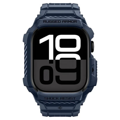 Spigen Rugged Armor Pro V2 – Apyrankė su dėklu, skirta Apple Watch 10/11 42mm (Tamsiai mėlyna)