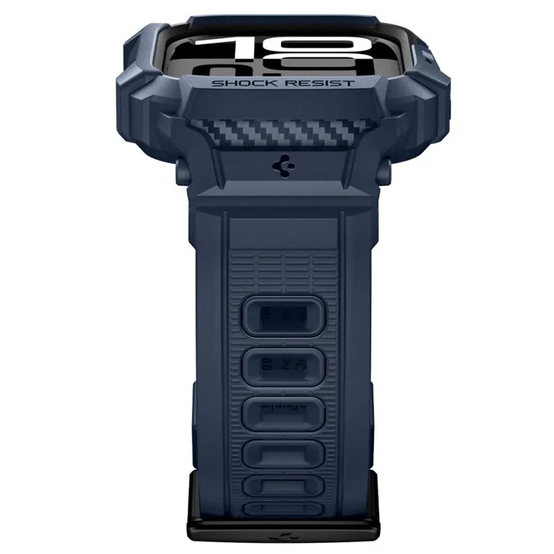 Spigen Rugged Armor Pro V2 – Apyrankė su dėklu, skirta Apple Watch 10/11 42mm (Tamsiai mėlyna)