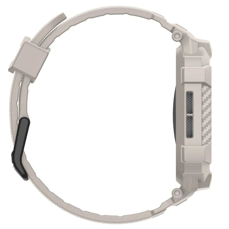 Spigen Rugged Armor Pro V2 – Dirželis su dėklu Apple Watch 10/11 42mm (Smėlio spalvos)