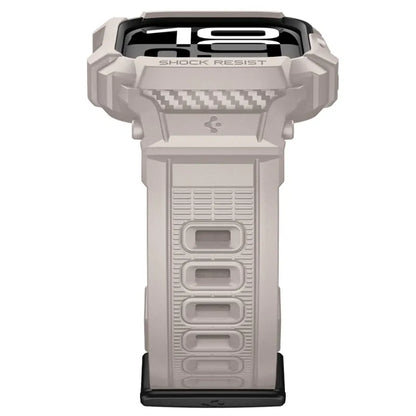 Spigen Rugged Armor Pro V2 – Dirželis su dėklu Apple Watch 10/11 42mm (Smėlio spalvos)