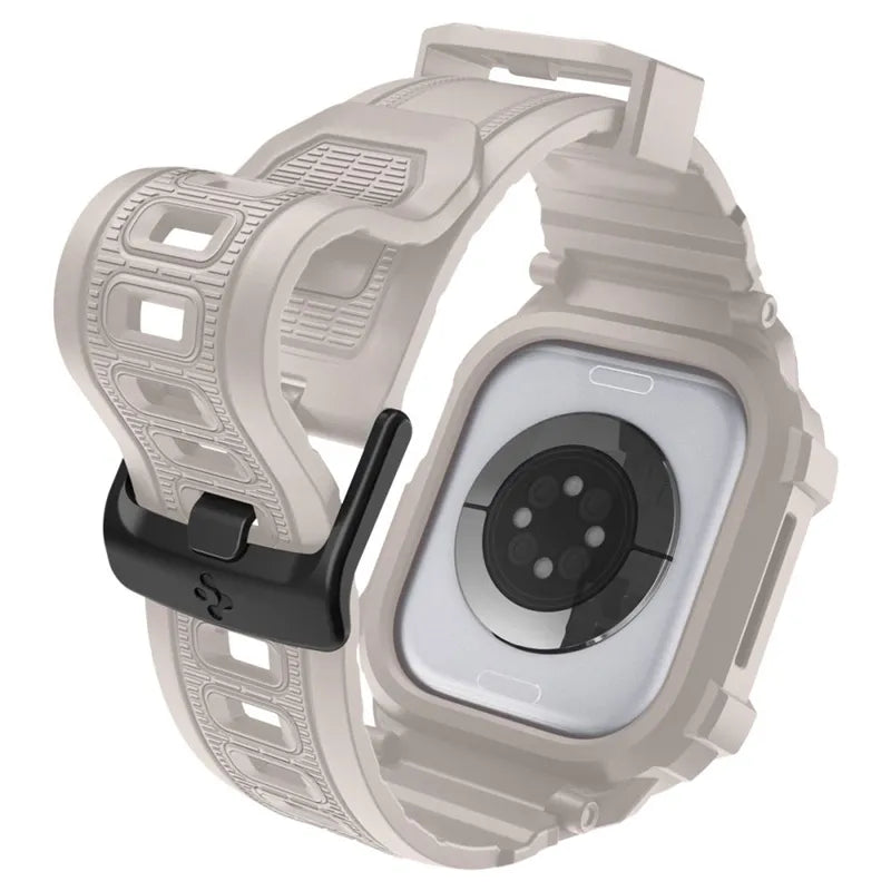 Spigen Rugged Armor Pro V2 – Dirželis su dėklu Apple Watch 10/11 42mm (Smėlio spalvos)