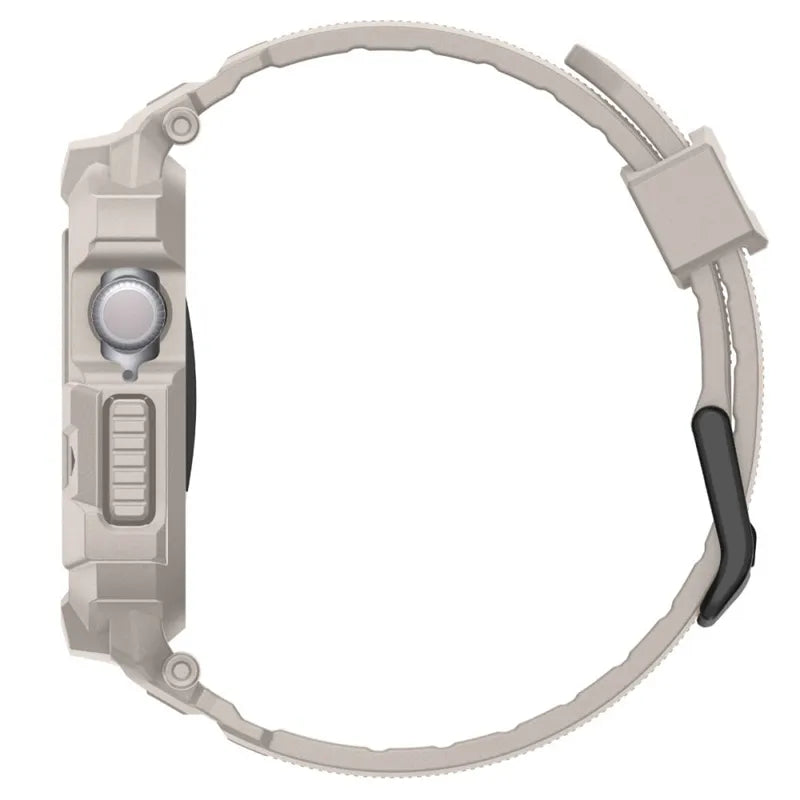 Spigen Rugged Armor Pro V2 – Dirželis su dėklu Apple Watch 10/11 46mm (Smėlio spalvos)