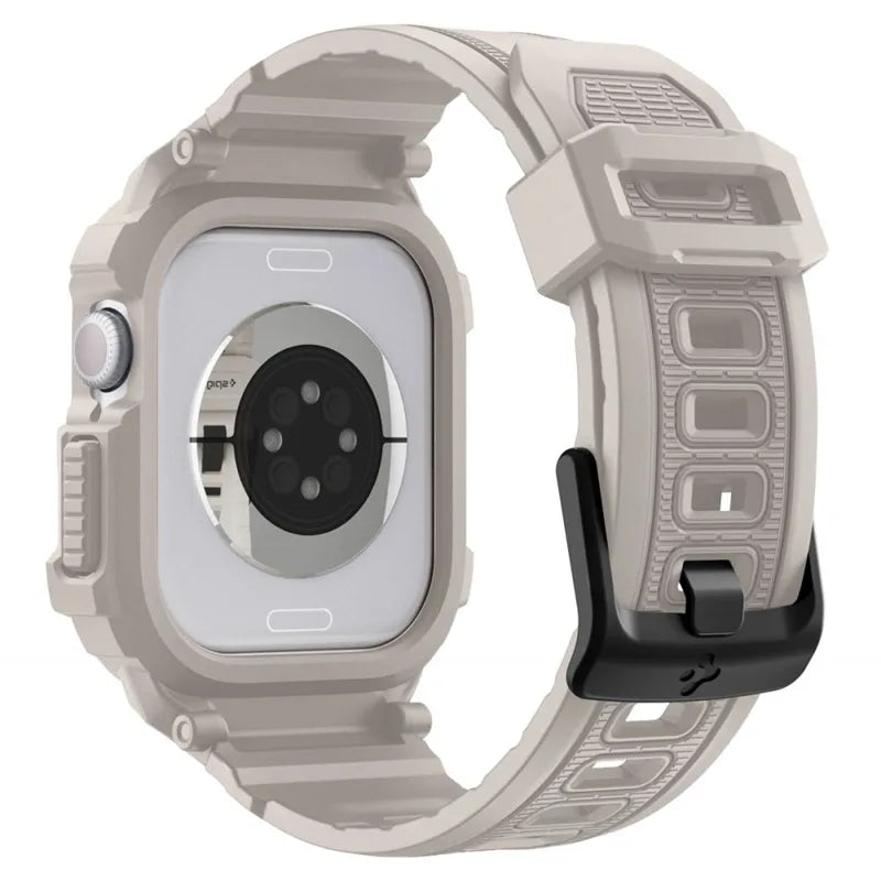 Spigen Rugged Armor Pro V2 – Dirželis su dėklu Apple Watch 10/11 46mm (Smėlio spalvos)