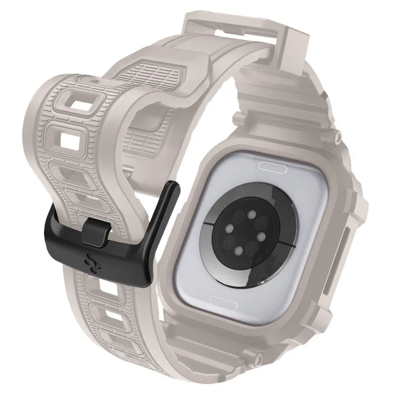 Spigen Rugged Armor Pro V2 – Dirželis su dėklu Apple Watch 10/11 46mm (Smėlio spalvos)